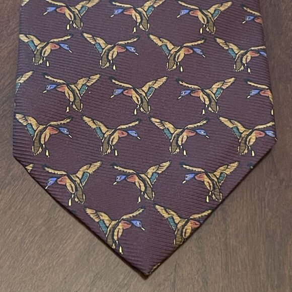 Vintage Lauren Ralp Lauren Green Label Brown Gold Hand Made Silk Made In USA